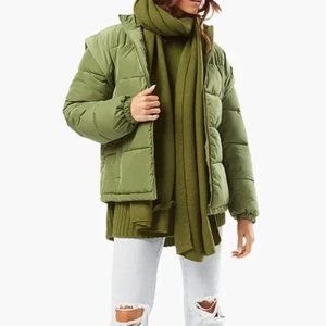 WeWoreWhat Snap Off Sleeve Nylon Puffer Jacket, Basil/Green